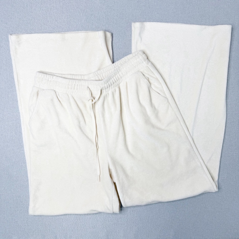 Beyond Yoga Tropez Terrycloth Pull-On Wide Leg Pant Cream Size Large - Picture 3 of 10